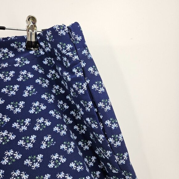 Hill House Pants Blue Floral Print Wide Leg Side Zip Stretch Palazzo Lounge Sz M - Picture 4 of 9